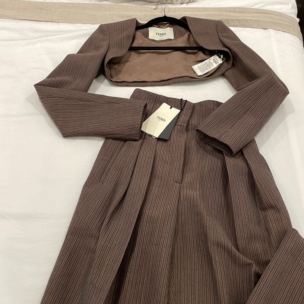 Fendi two piece crop suit set